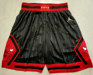 Men's Chicago Bulls Black Pinstripe 2020 NEW Jordan Swingman Stitched Shorts