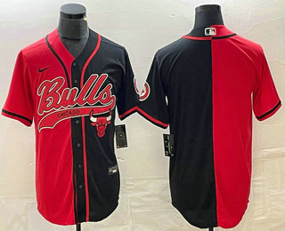 Men's Chicago Bulls Blank Red Black Two Tone Stitched Baseball Jersey