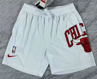 Men's Chicago Bulls White Big LOGO Stitched Swingman Nike Shorts