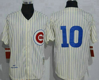 Men's Chicago Cubs #10 Ron Santo 1969 Cream Stitched MLB Throwback Jersey By Mitchell & Ness