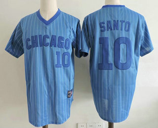 Men's Chicago Cubs #10 Ron Santo 1988 Light Blue Majestic Jersey