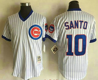 Men's Chicago Cubs #10 Ron Santo 1988 White Pullover Stitched MLB Throwback Jersey By Mitchell & Ness