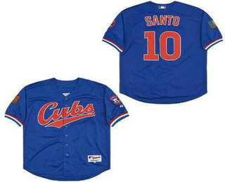 Men's Chicago Cubs #10 Ron Santo Blue 1994 Turn Back The Clock Jersey