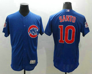 Men's Chicago Cubs #10 Ron Santo Retired Blue 2016 Flexbase Majestic Baseball Jersey