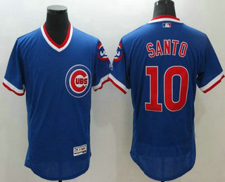 Men's Chicago Cubs #10 Ron Santo Retired Blue Pullover 2016 Flexbase Majestic Baseball Jersey