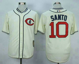 Men's Chicago Cubs #10 Ron Santo Retired Cream 1929 Majestic Cooperstown Collection Throwback Jersey