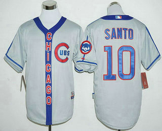 Men's Chicago Cubs #10 Ron Santo Retired Gray CHICAGO 2016 Retro Baseball Jersey