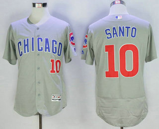 Men's Chicago Cubs #10 Ron Santo Retired Gray Road 2016 Flexbase Majestic Baseball Jersey