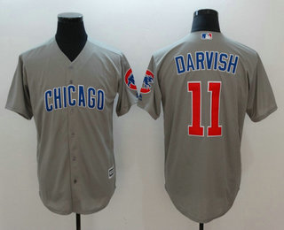 Men's Chicago Cubs #11 Yu Darvish Gray Road Stitched MLB Cool Base Jersey