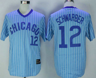 Men's Chicago Cubs #12 Kyle Schwarber 1988 Light Blue Cooperstown Collection Jersey By Majestic