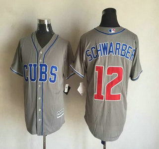 Men's Chicago Cubs #12 Kyle Schwarber Gray Alternate 2015 MLB Cool Base Jersey