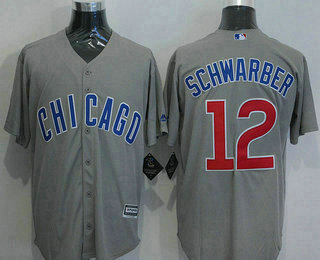 Men's Chicago Cubs #12 Kyle Schwarber Gray Road 2015 MLB Cool Base Jersey