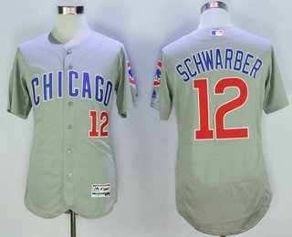 Men's Chicago Cubs #12 Kyle Schwarber Gray Road 2016 Flexbase Majestic Baseball Jersey