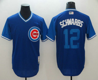 Men's Chicago Cubs #12 Kyle Schwarber Schwarbs Royal 2018 LLWS Players Weekend Stitched Nickname Jersey