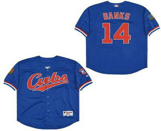 Men's Chicago Cubs #14 Ernie Banks Blue 1994 Turn Back The Clock Jersey