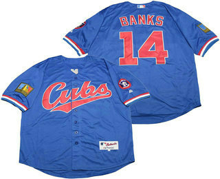 Men's Chicago Cubs #14 Ernie Banks Blue 1994 Turn The Clock Jersey