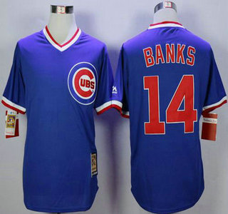 Men's Chicago Cubs #14 Ernie Banks Blue Cooperstown Jersey