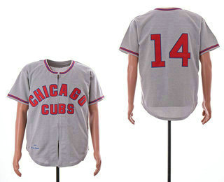 Men's Chicago Cubs #14 Ernie Banks No Name Gray Wool Mitchell & Ness Throwback Jersey