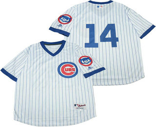 Men's Chicago Cubs #14 Ernie Banks No Name White Pullover 1988 Baseball Jersey