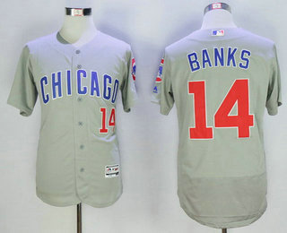 Men's Chicago Cubs #14 Ernie Banks Retired Gray Road 2016 Flexbase Majestic Baseball Jersey