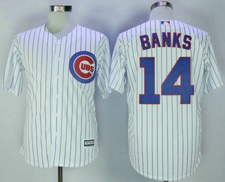 Men's Chicago Cubs #14 Ernie Banks Retired White Home Stitched MLB Majestic Cool Base Jersey