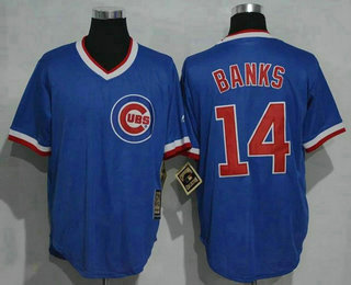 Men's Chicago Cubs #14 Ernie Banks Royal Blue Majestic Cool Base Cooperstown Collection Jersey