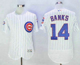 Men's Chicago Cubs #14 Ernie Banks White Pullover 2016 Flexbase Majestic Baseball Jersey