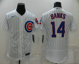 Men's Chicago Cubs #14 Ernie Banks White Stitched MLB Flex Base Nike Jersey