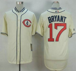 Men's Chicago Cubs #17 Kris Bryant  Cream 1929 Turn Back The Clock Jersey