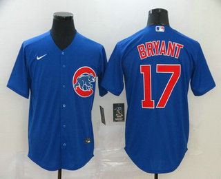 Men's Chicago Cubs #17 Kris Bryant Blue Stitched MLB Cool Base Nike Jersey