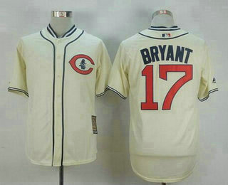 Men's Chicago Cubs #17 Kris Bryant Cream 1929 Majestic Cooperstown Collection Throwback Jersey