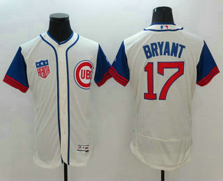 Men's Chicago Cubs #17 Kris Bryant Cream Flexbase Majestic 1942 Collection Jersey