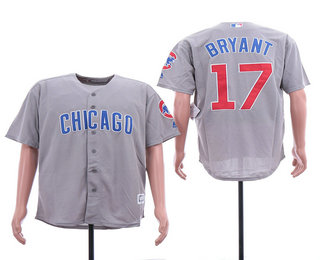 Men's Chicago Cubs #17 Kris Bryant Gray Stitched MLB Cool Base Jersey