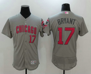 Men's Chicago Cubs #17 Kris Bryant Gray with Pink Mother's Day Stitched MLB Majestic Flex Base Jersey