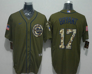 Men's Chicago Cubs #17 Kris Bryant Green Salute To Service Stitched MLB Cool Base Nike Jersey