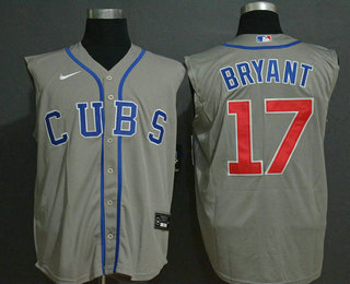 Men's Chicago Cubs #17 Kris Bryant Grey 2020 Cool and Refreshing Sleeveless Fan Stitched MLB Nike Jersey