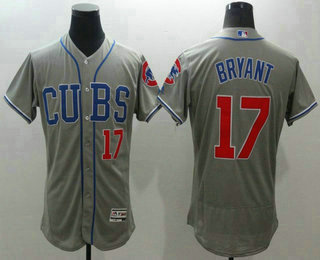 Men's Chicago Cubs #17 Kris Bryant Grey Flexbase 2016 MLB Player Jersey