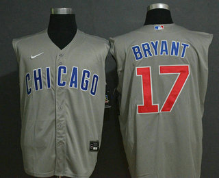 Men's Chicago Cubs #17 Kris Bryant Grey Road 2020 Cool and Refreshing Sleeveless Fan Stitched MLB Nike Jersey