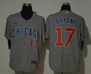 Men's Chicago Cubs #17 Kris Bryant Grey Stitched MLB Flex Base Nike Jersey