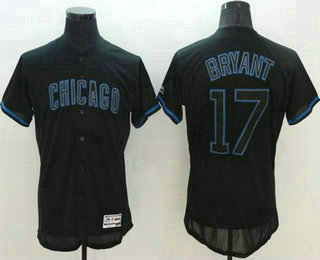 Men's Chicago Cubs #17 Kris Bryant Lights Out Black Fashion 2016 Flexbase Majestic Baseball Jersey