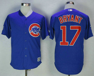 Men's Chicago Cubs #17 Kris Bryant Royal Blue Stitched MLB Majestic Cool Base Jersey