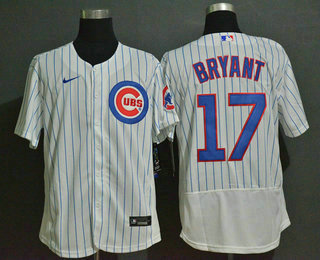 Men's Chicago Cubs #17 Kris Bryant White Home Stitched MLB Flex Base Nike Jersey