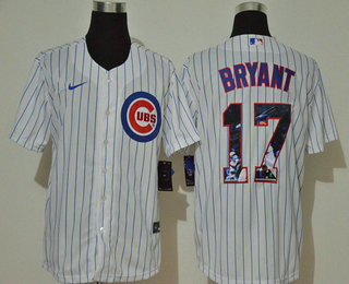 Men's Chicago Cubs #17 Kris Bryant White Stitched MLB Cool Base Nike Fashion Jersey