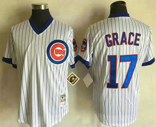 Men's Chicago Cubs #17 Mark Grace 1988 White Pullover Stitched MLB Throwback Jersey By Mitchell & Ness