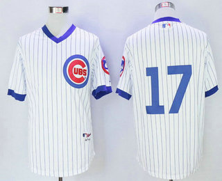 Men's Chicago Cubs #17 Mark Grace Retired No Name White Pullover 1988 Majestic Baseball Jersey