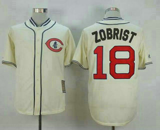 Men's Chicago Cubs #18 Ben Zobrist Cream 1929 Majestic Cooperstown Collection Throwback Jersey