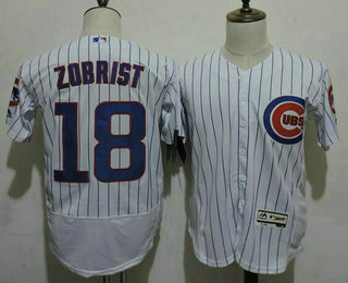 Men's Chicago Cubs #18 Ben Zobrist White Home 2016 Flexbase Majestic Baseball Jersey