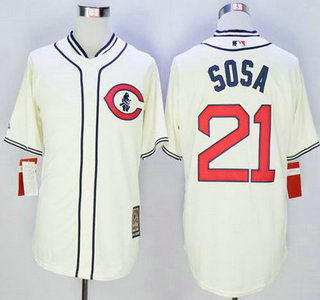 Men's Chicago Cubs #21 Sammy Sosa Cream 1929 Turn Back The Clock Jersey