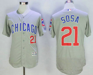 Men's Chicago Cubs #21 Sammy Sosa Retired Gray Road 2016 Flexbase Majestic Baseball Jersey