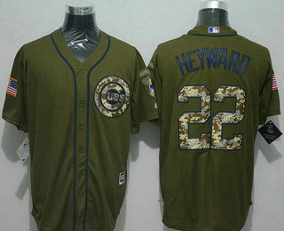 Men's Chicago Cubs #22 Jason Heyward Green Salute to Service Jersey